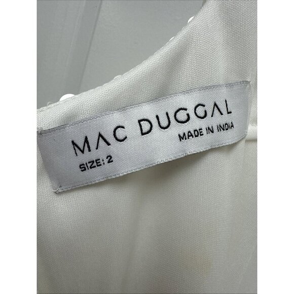 Mac Duggal Size 2 White 3D Floral 93628 Sequin Embellished Mini Cocktail Dress - Picture 10 of 13